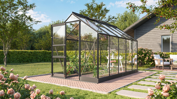 Växthus Apollo 6200 Svart Glas Sockel 6,2 m² Vitavia